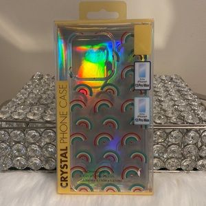 I-Phone 13 Pro Max Cell Phone Case with Rainbows and Crystals NWT